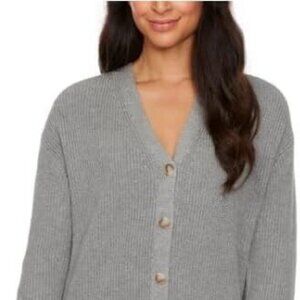 Hudson Women's Cotton Button Down Cardigan Sweater, Grey, Size L